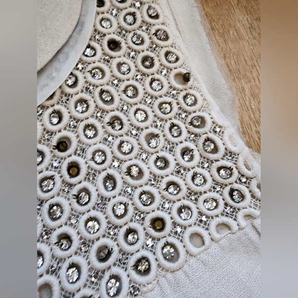 Chloe By Phoebe Philo Porcelain baby doll embroidery rhinestone Shift Dress L. - Picture 4 of 8